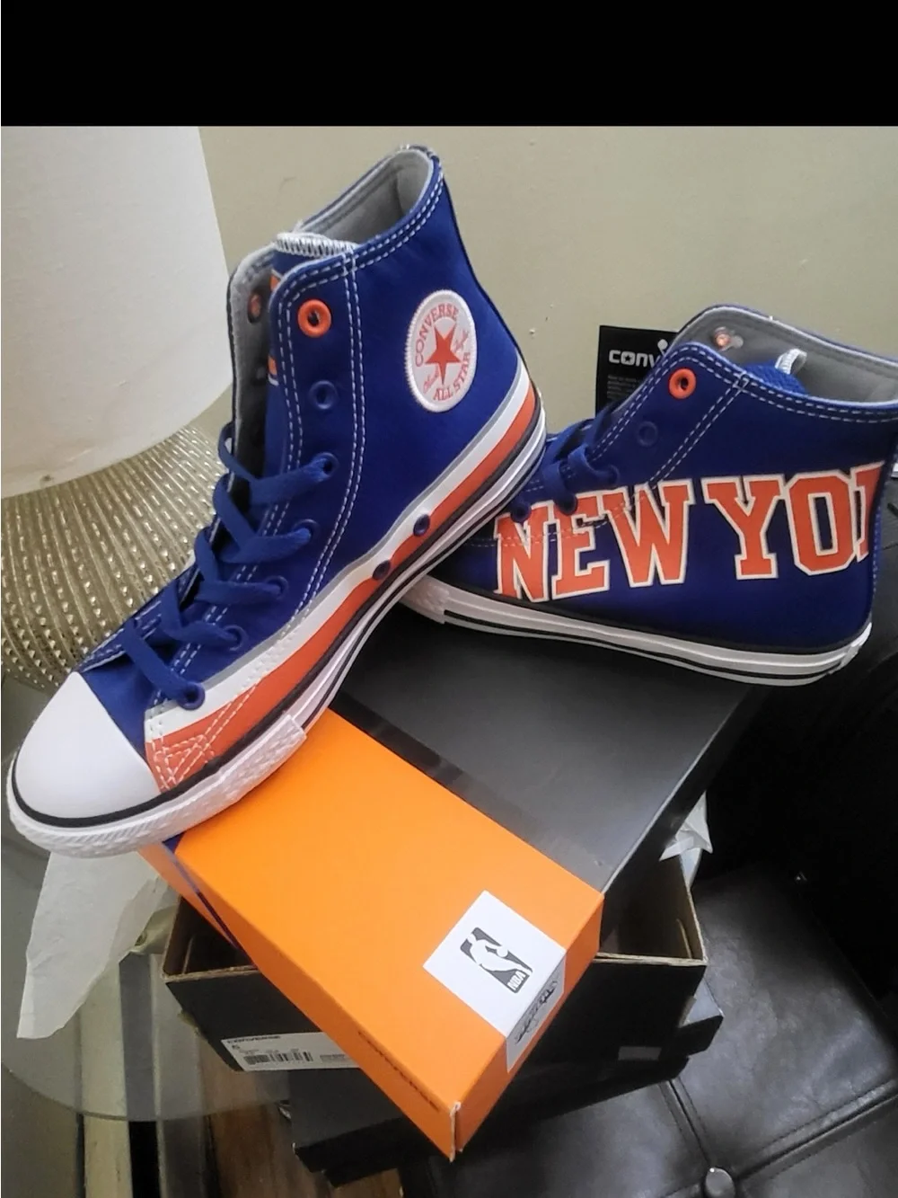 Converse Orange, Black and Blue Stacked Shoe Boxes